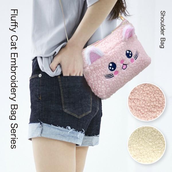 ショルダーバッグ レディース 大容量 ナイロン 斜め掛け ナイロン ミニ チェーン 猫 ネコ CAT