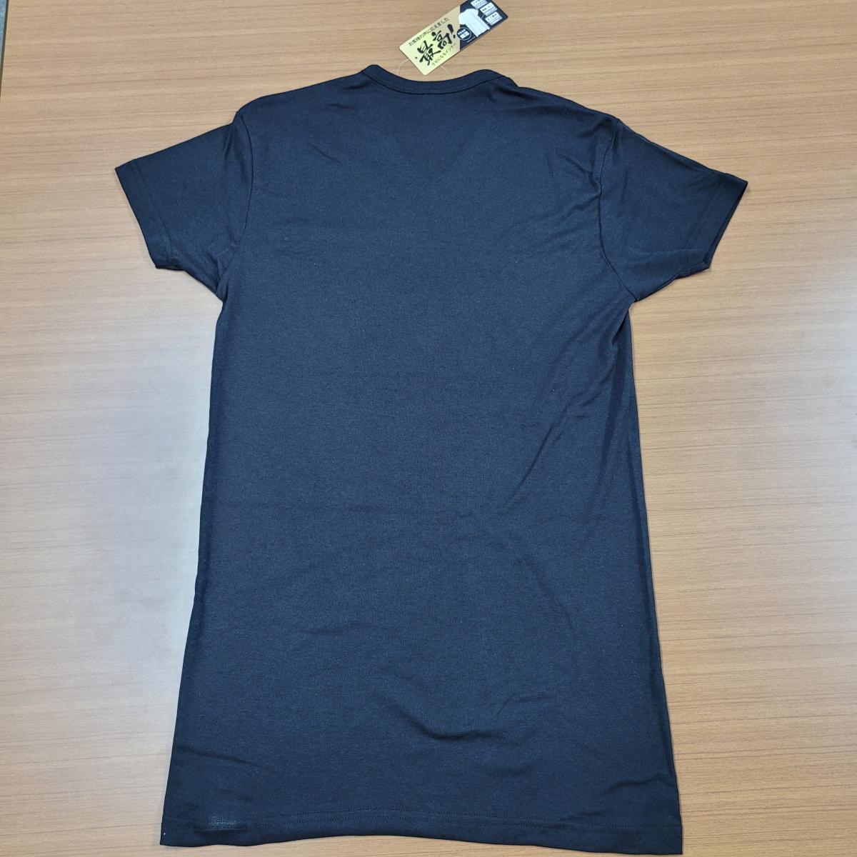 紳士　綿混　袖短め裾長め半袖V首Tシャツ　オープンハンガー仕様