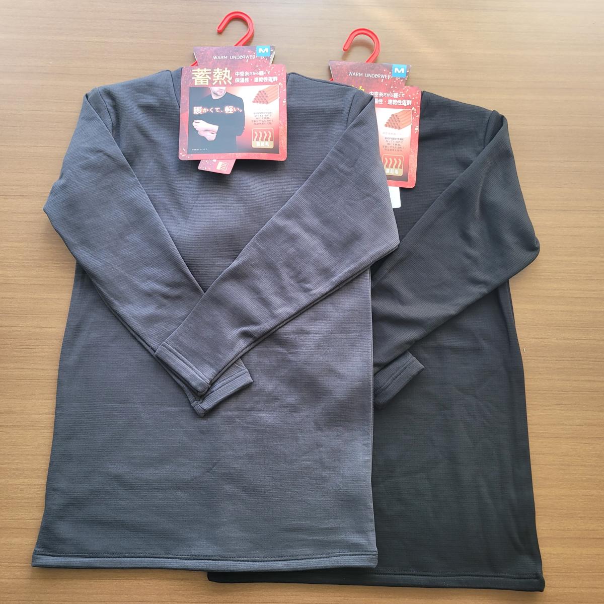 紳士　中空糸裏起毛長袖丸首Tシャツ