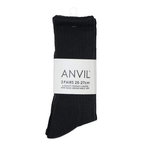 ANVIL 3P SOCKS クルーブラック （ANS050-59916）