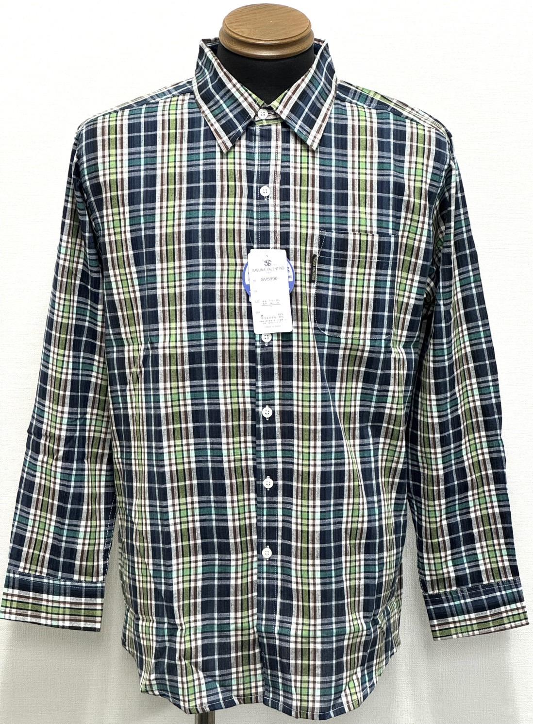 長袖平織シャツ