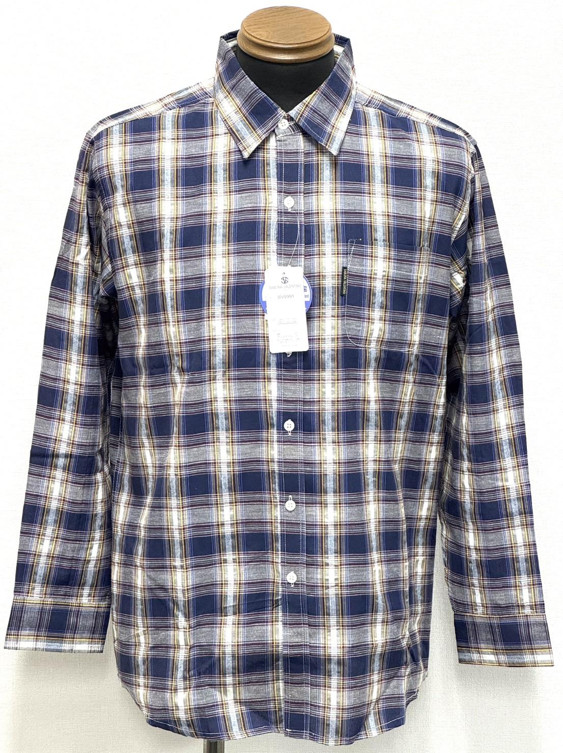 長袖平織シャツ