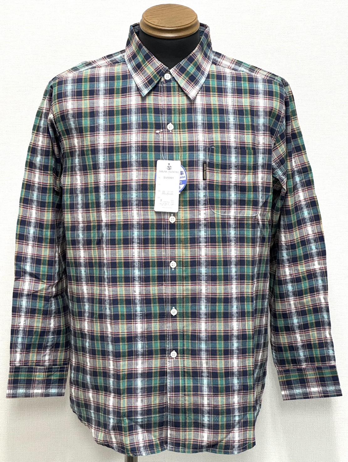 長袖平織シャツ