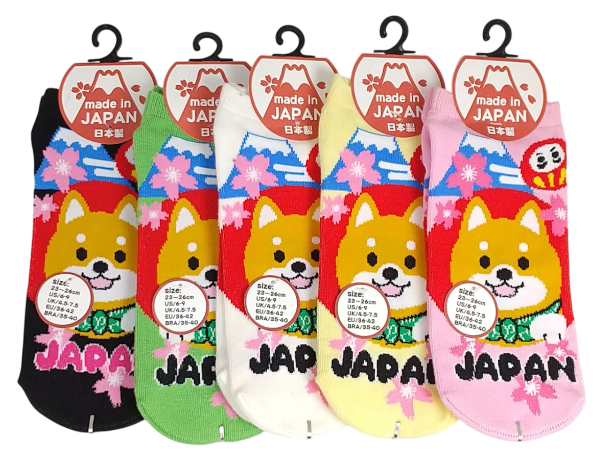 【お土産おもしろソックス】真ん中柴犬　富士山とだるま