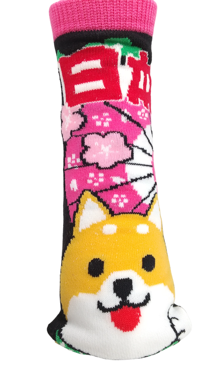 お土産おもしろソックス番傘を持つ柴犬