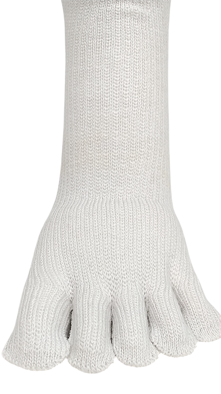 5本指ソックス　つま先までメッシュ無地　ゆったり口ゴム　表糸綿100　ショート丈