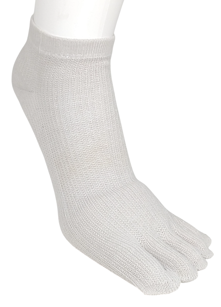 5本指ソックス　つま先までメッシュ無地　ゆったり口ゴム　表糸綿100　ショート丈