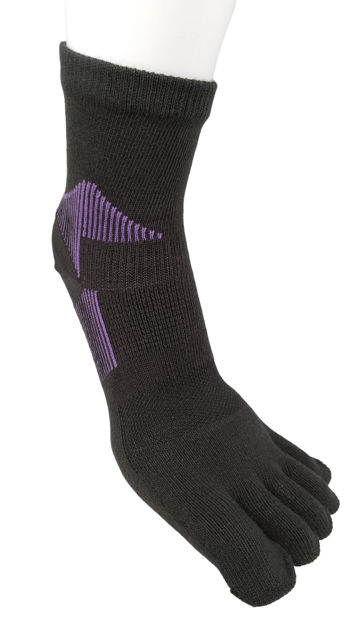 フィットネス5本指　サポートメッシュ入り　クルー丈　表糸綿100