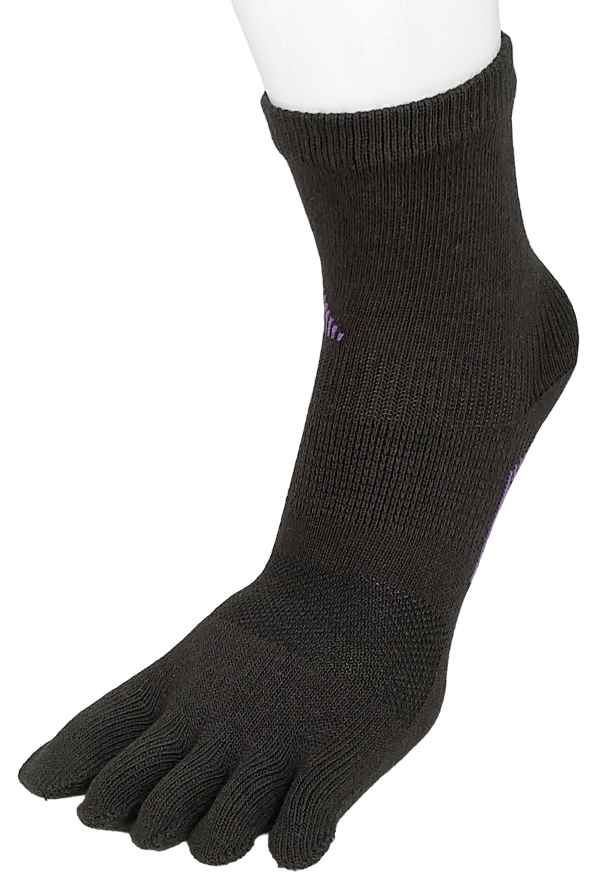 フィットネス5本指　サポートメッシュ入り　クルー丈　表糸綿100