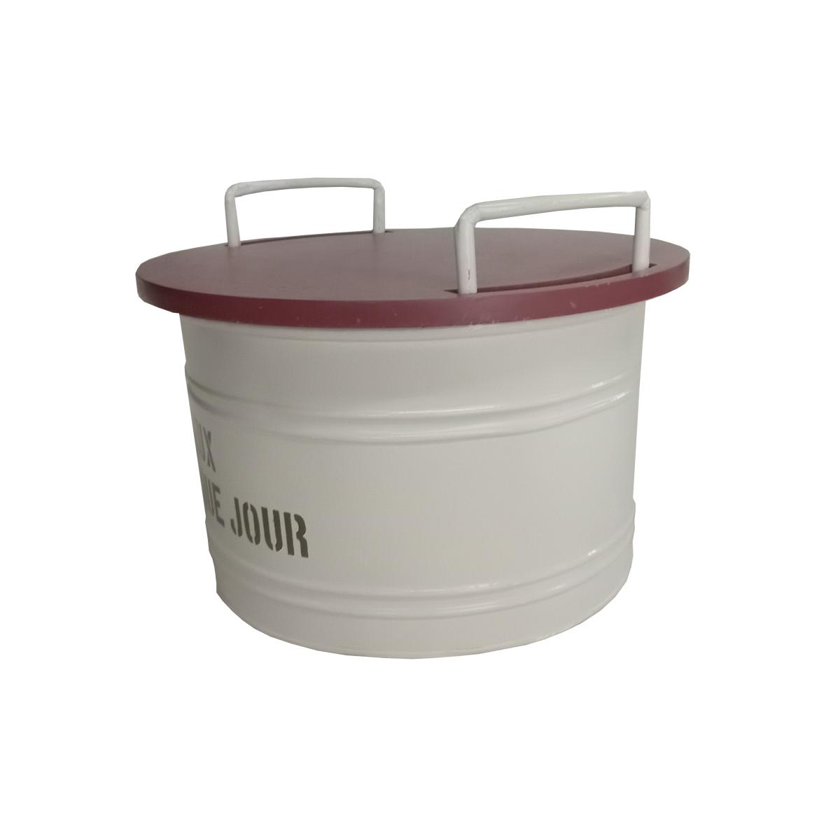 天板がＭＤＦの収納缶　シャクーラウンドバスケット