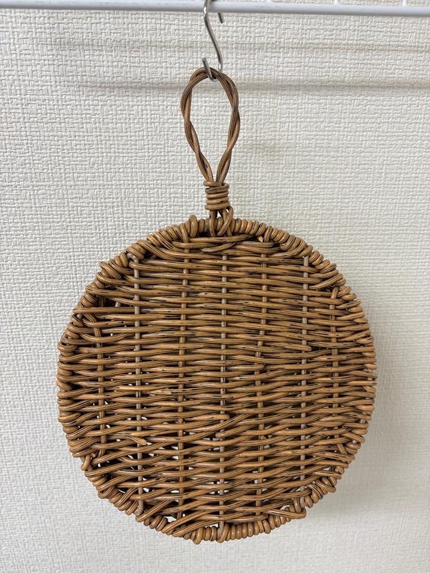 壁面装飾　ＰＰラタン素材のウォールポケット　　ラメアラウンドウォールポケットＳ　