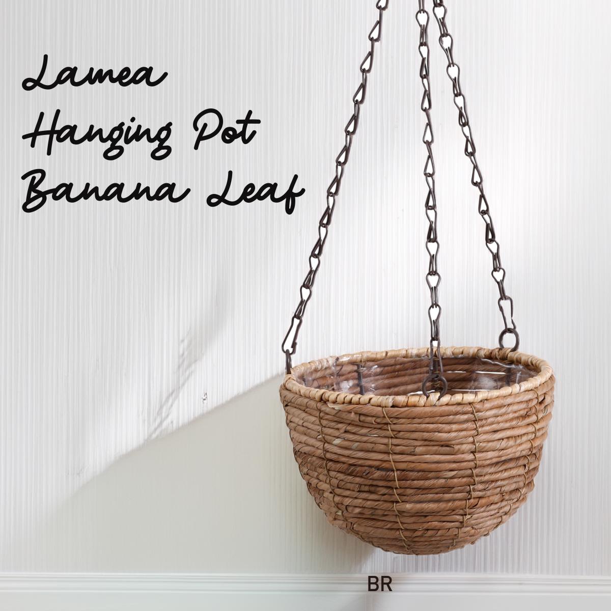 天然素材のハンギングバスケット　ラメア・ハンギングバスケット・バナナリーフ　