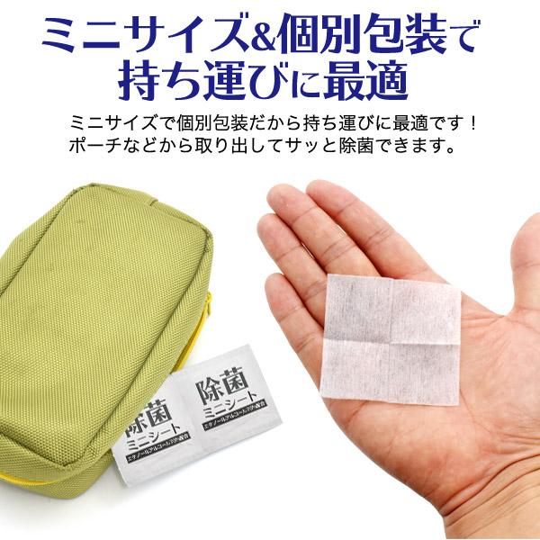 個別包装で持ち運びに便利　エタノールアルコール75配合除菌ミニシート　100枚入り