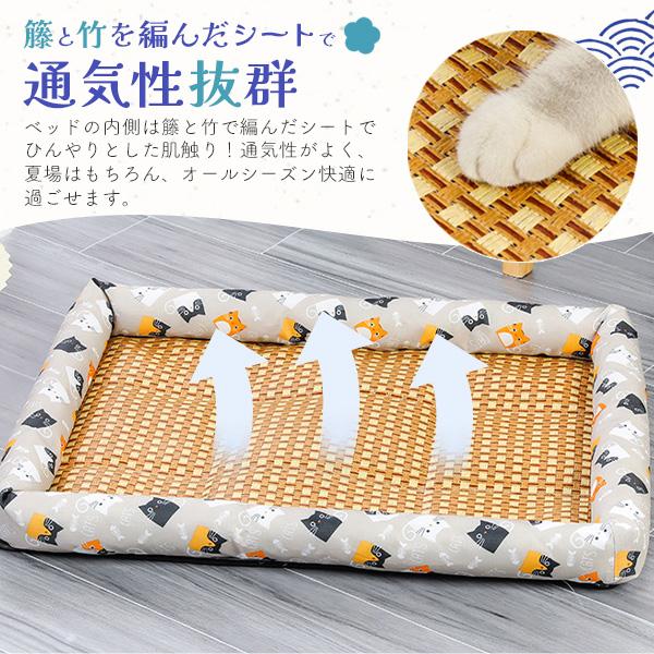 ひんやり涼しいペット用クールベッド　犬猫用 和風 猫柄 クッションベッド