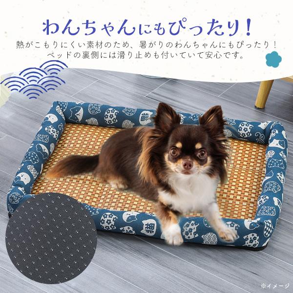 ひんやり涼しいペット用クールベッド　犬猫用 和風 猫柄 クッションベッド