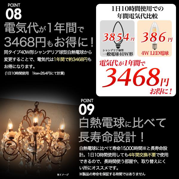 フィラメント型LED電球付き真鍮ペンダントソケット　E17引掛けシーリングタイプ100cm