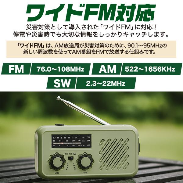 短波ラジオも聞ける安心安全のバッテリーPSE使用　防災用 小型多機能ラジオ