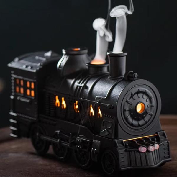 2種ミストモードLEDライトタイマーリモコン付き　蒸気機関車型 超音波加湿器