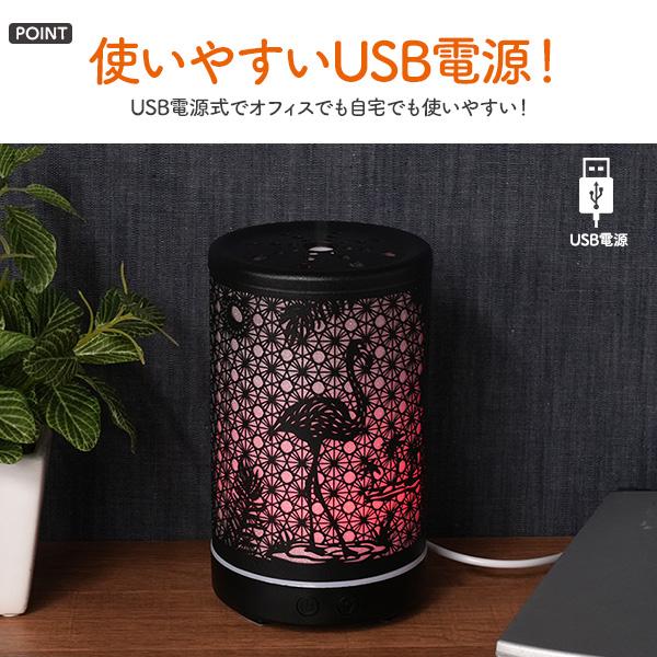2種ミストモードLEDライトタイマー　フラミンゴシルエット 超音波加湿器