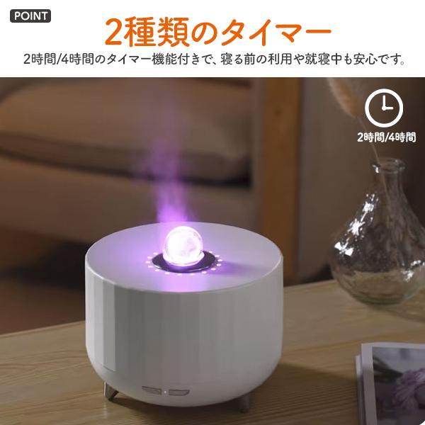 2種ミストモードLEDライトタイマー　ファイアーボール型超音波加湿器