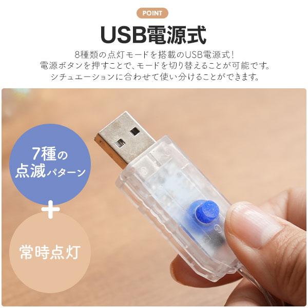 USB電源式 イルミネーションライト　電球型ランプ　カラフルウォームクール 7m