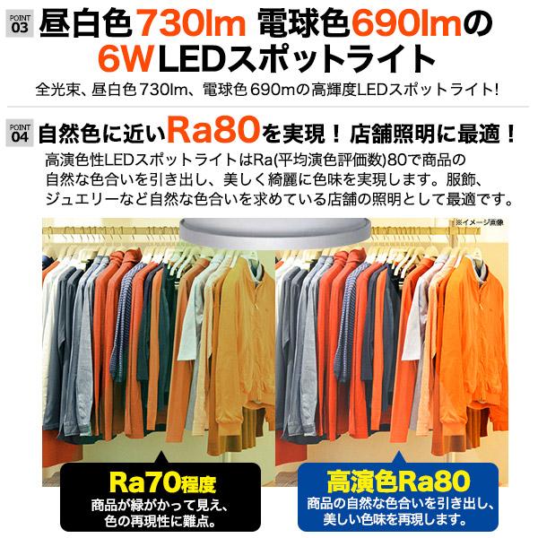 配線ダクトレール用スポットライト　口金E11 6WのLED電球付き