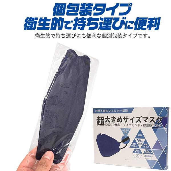 4層構造超大きめ立体　個別包装　横幅205mm　超大きめ立体マスク　30枚入り