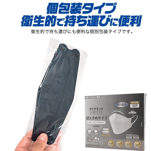 4層構造超大きめ立体　個別包装　横幅215mm　超大きめ立体マスク　30枚入り