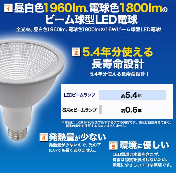 LED電球蛍光灯PAR38   ビーム球150W型相当 防水防塵IP65相当 口金E26
