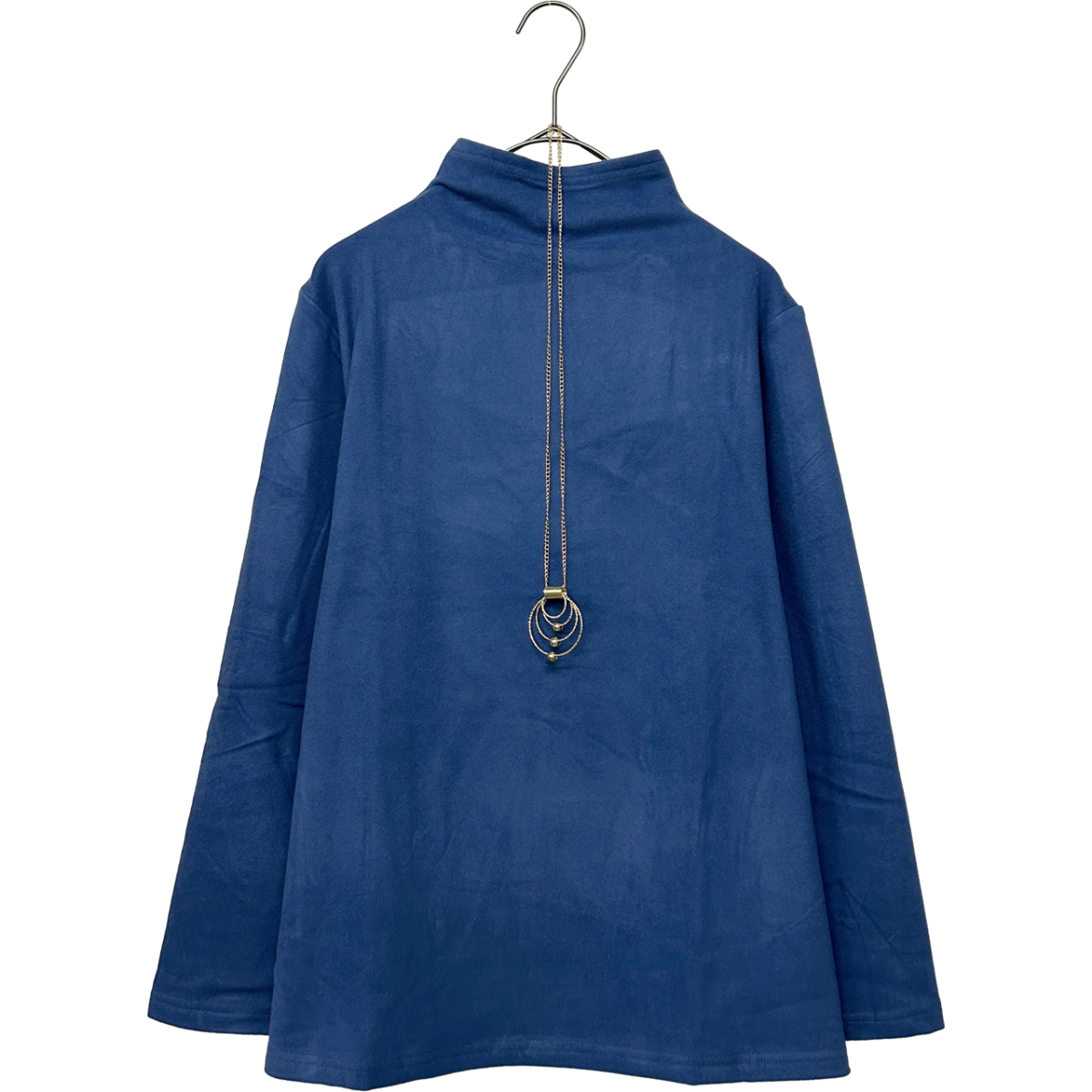 ネックレス付き　ピーチ起毛　ボトルネック　カットソー