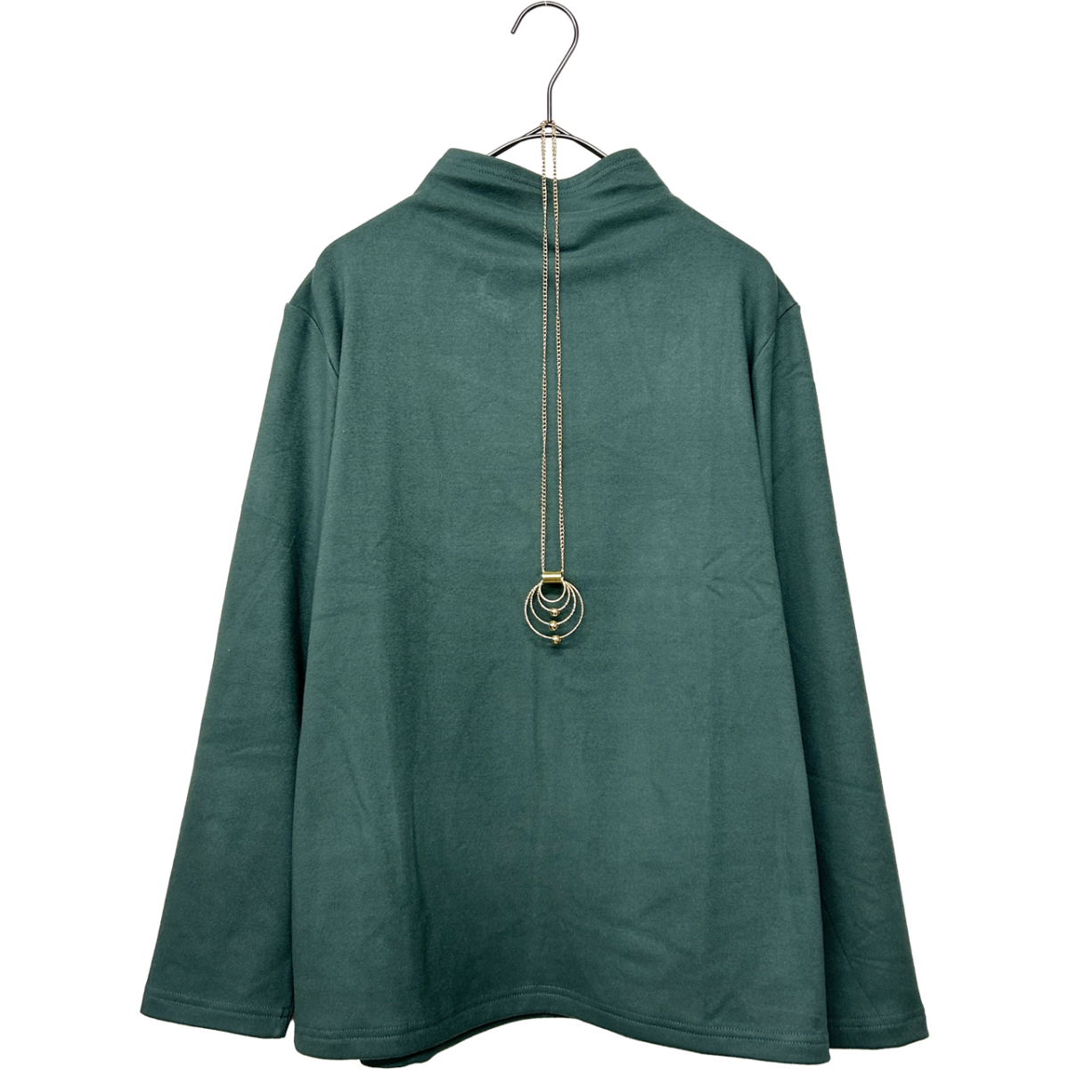 ネックレス付き　ピーチ起毛　ボトルネック　カットソー