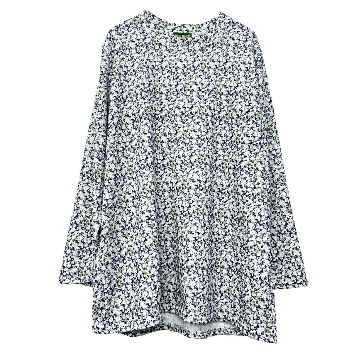 3Lほんのり起毛 小花柄 ゆったりBIGチュニック