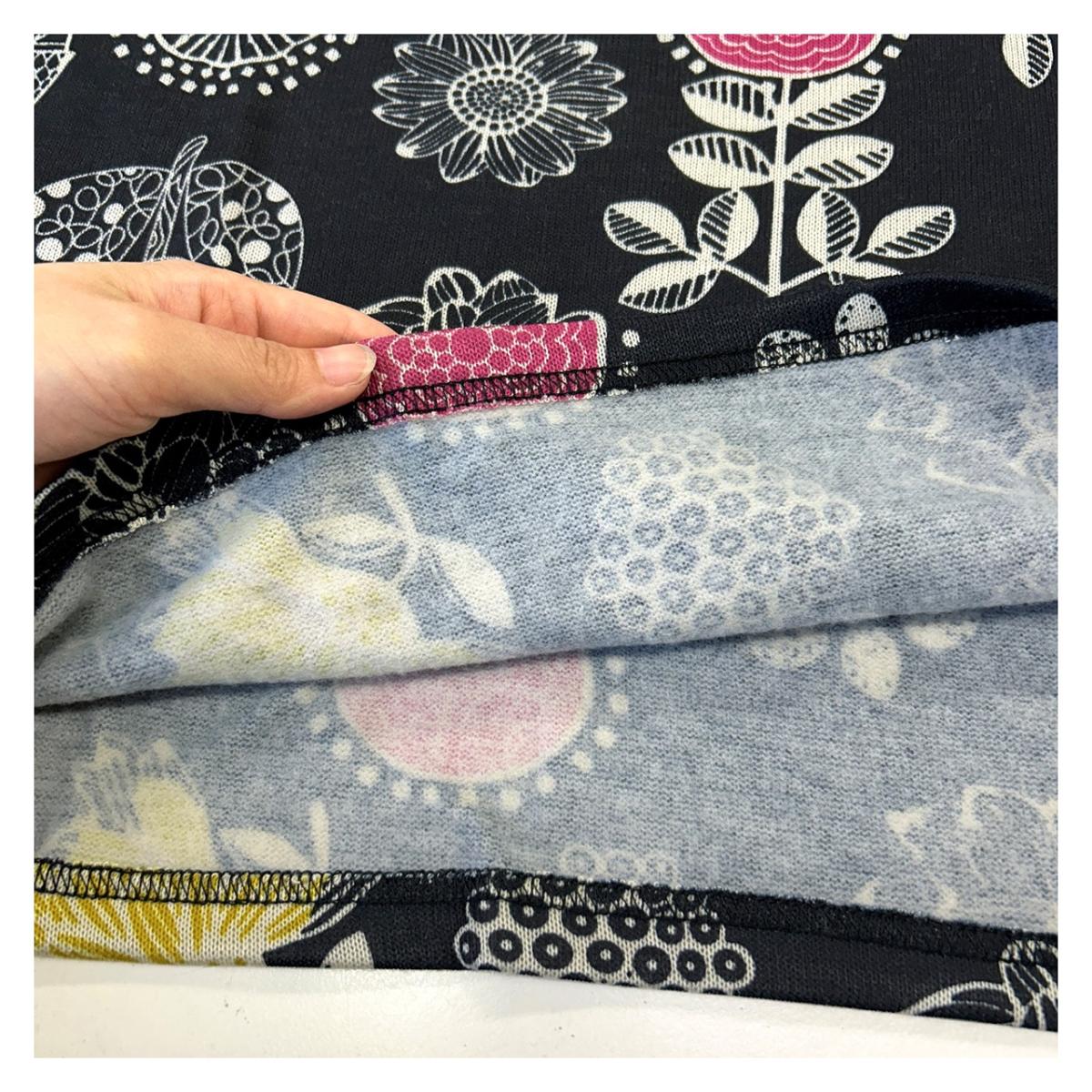 3L裏起毛　花柄プリント　ハーフジップチュニック