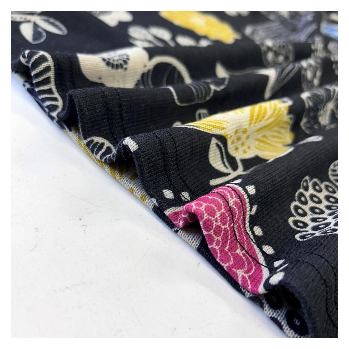 3L裏起毛　花柄プリント　ハーフジップチュニック