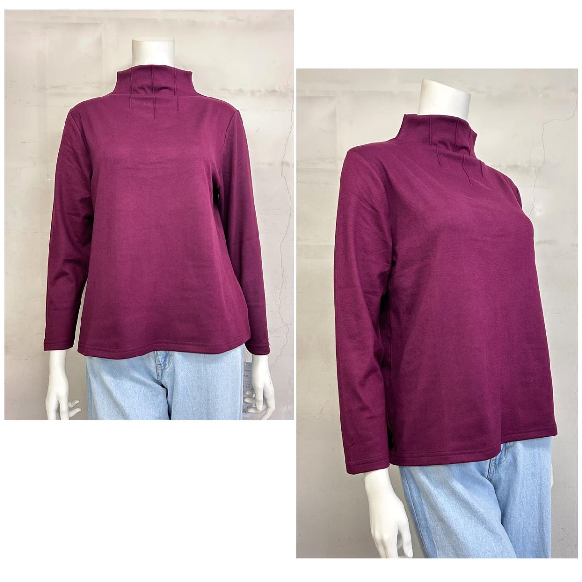 ピーチ起毛　3本タック　ボトルネック　カットソー