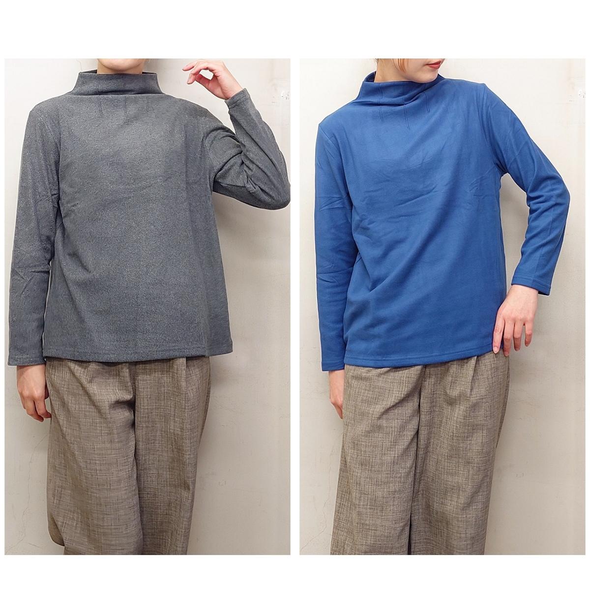 ピーチ起毛　3本タック　ボトルネック　カットソー