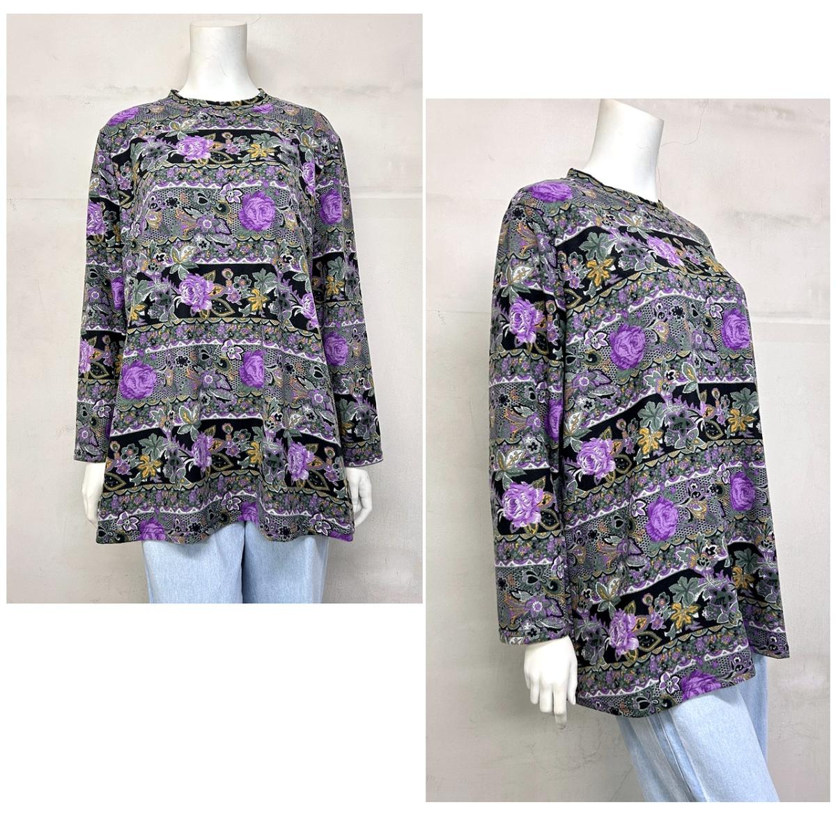 4L表起毛　エレガント花柄プリント　BIGチュニック