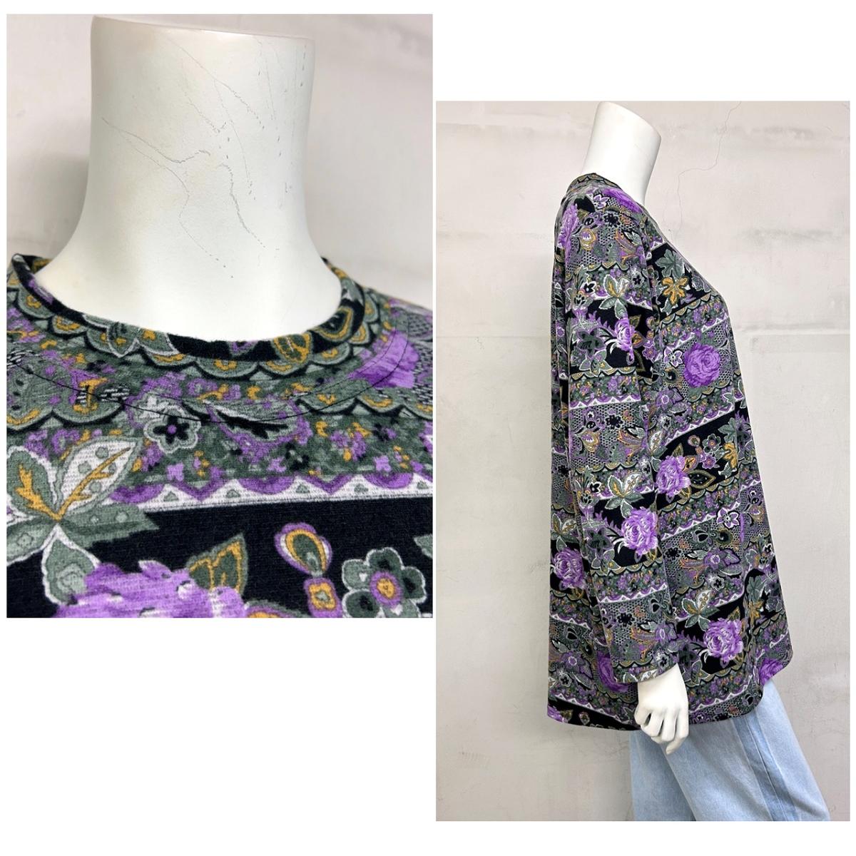 4L表起毛　エレガント花柄プリント　BIGチュニック