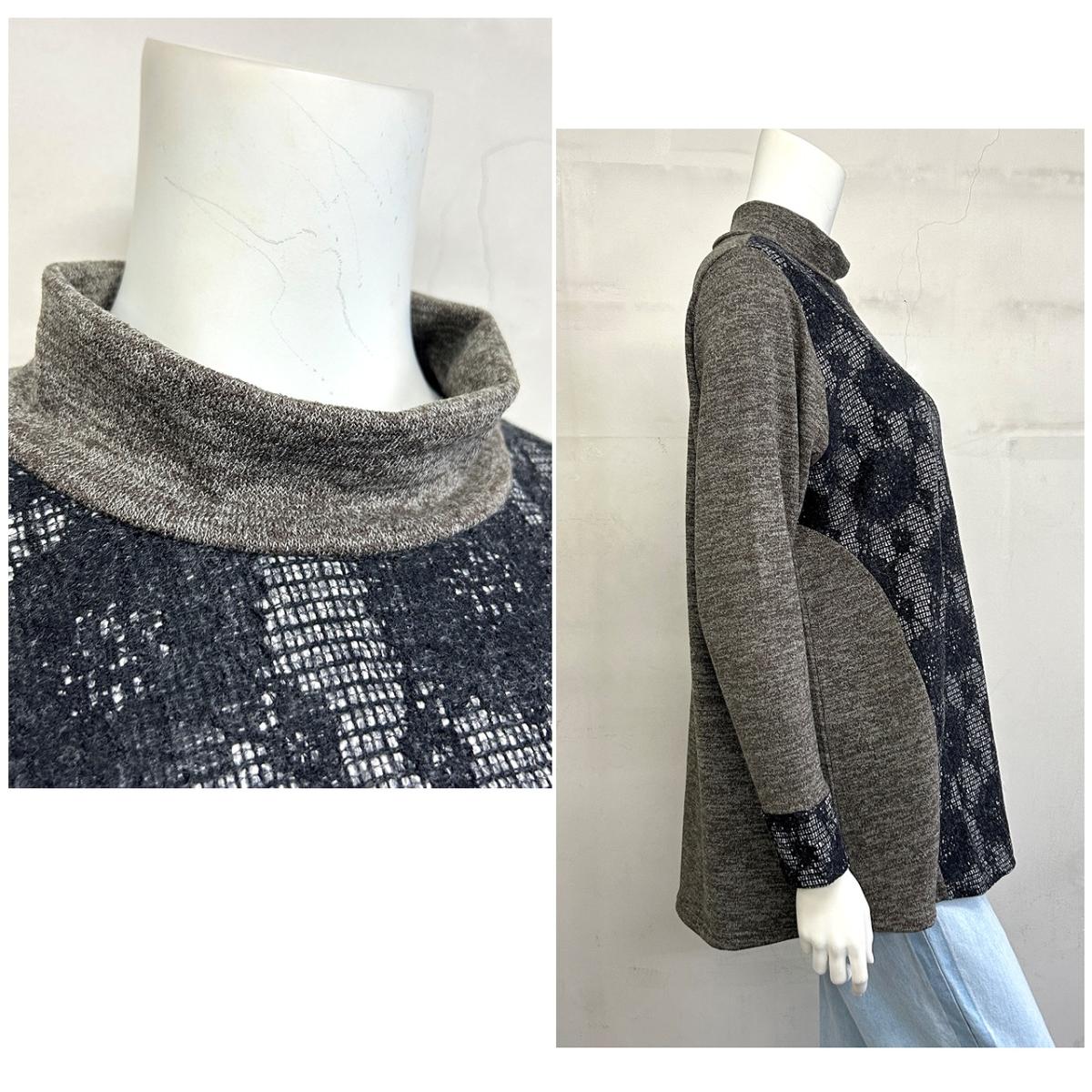 3Lお買い得4枚アソートレース切替え　タートルネック　ゆったりチュニック