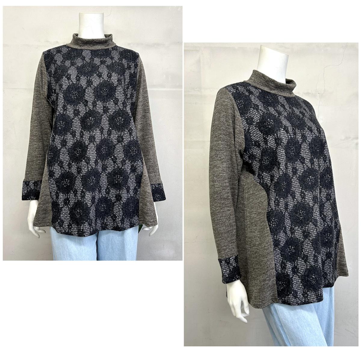 3Lお買い得4枚アソートレース切替え　タートルネック　ゆったりチュニック