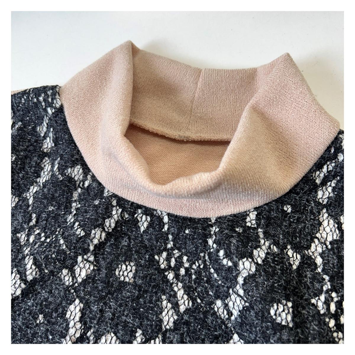 3Lお買い得4枚アソートレース切替え　タートルネック　ゆったりチュニック