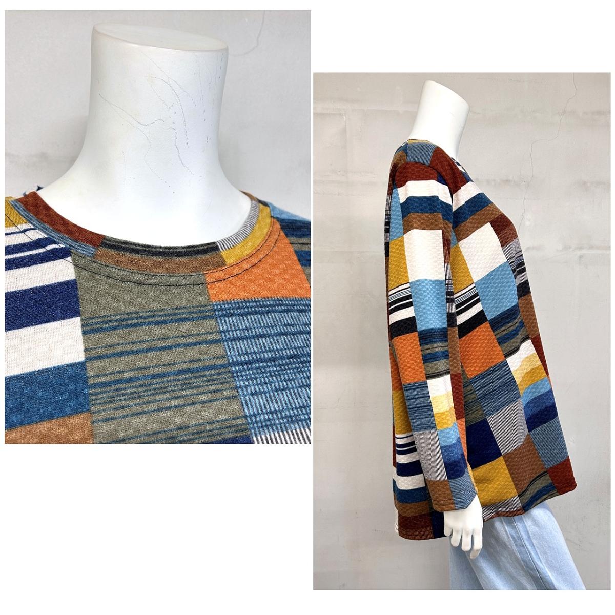 4L春物　パッチワーク柄プリント　BIGチュニック