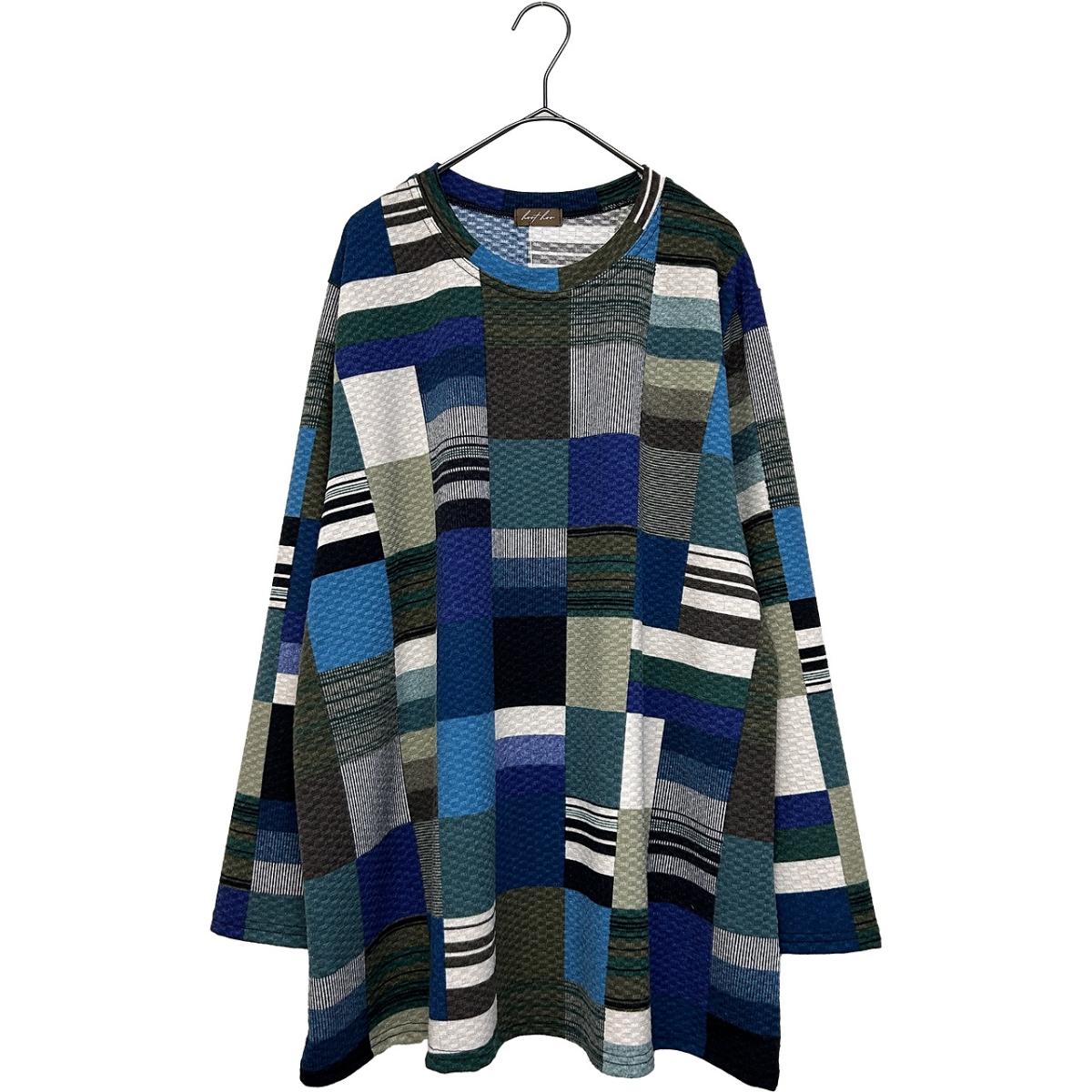 4L春物　パッチワーク柄プリント　BIGチュニック