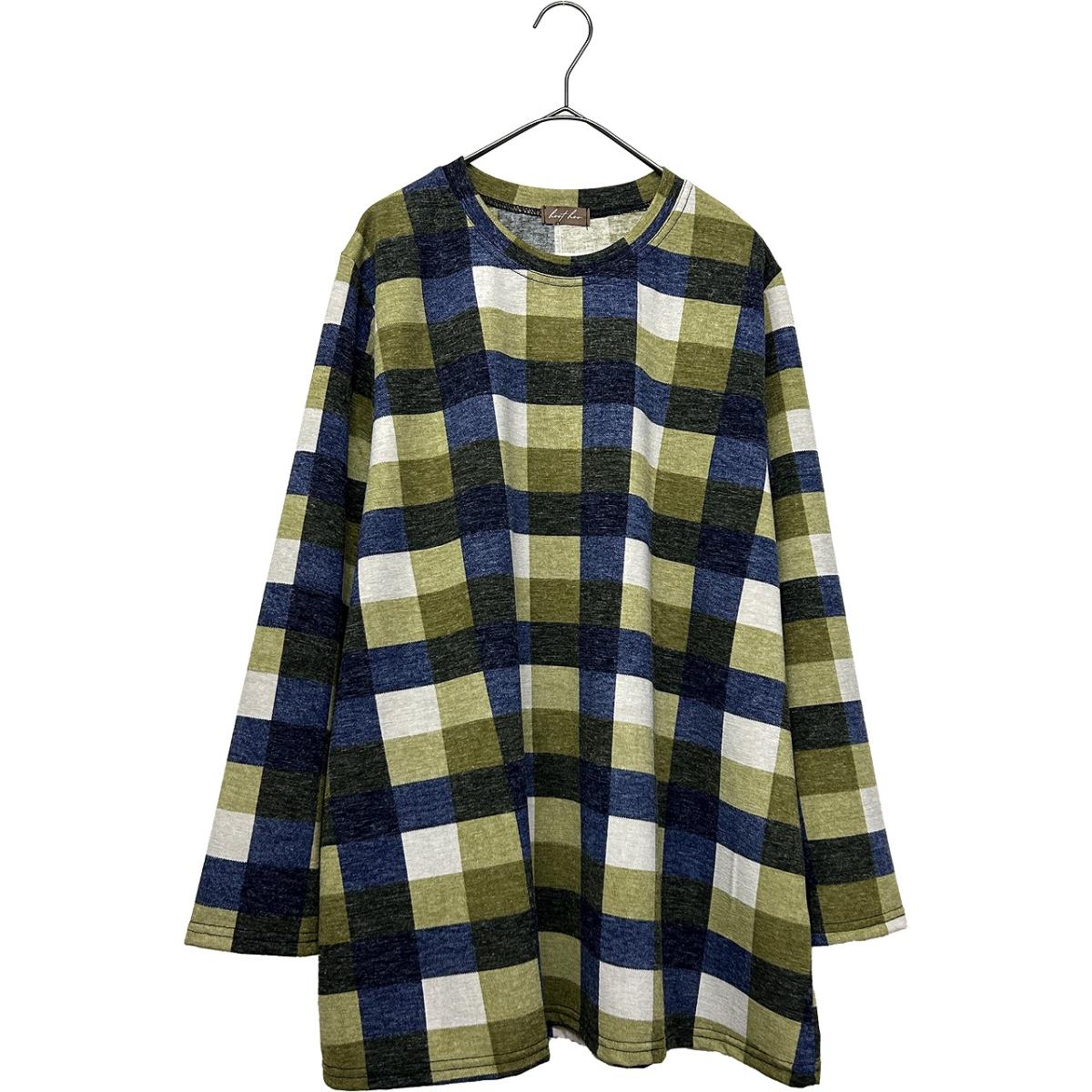 3L春物　チェック柄プリント　BIGチュニック