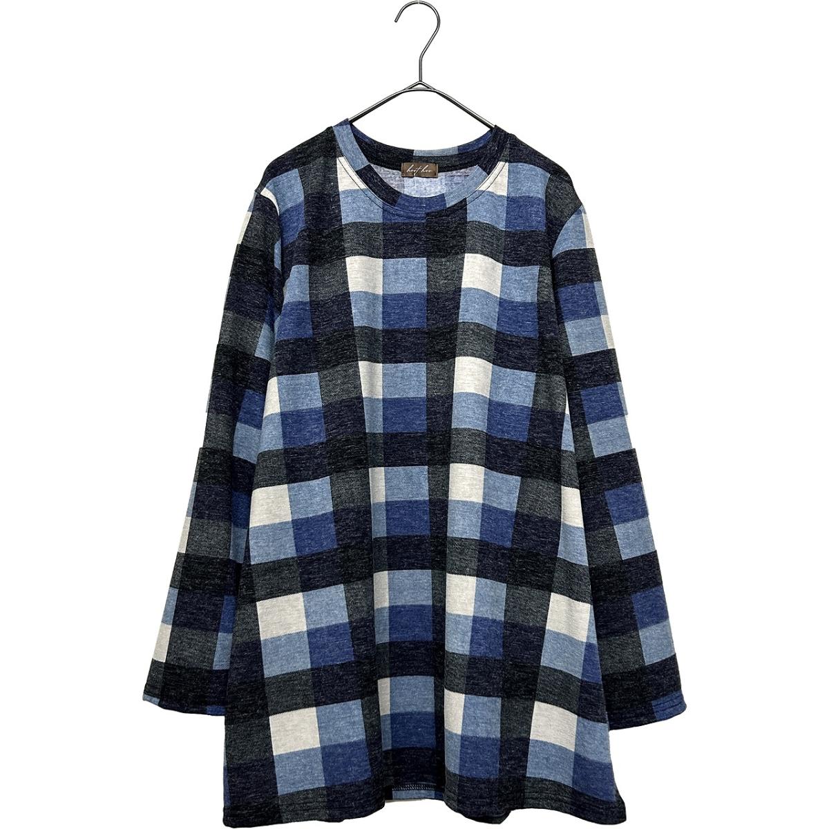 3L春物　チェック柄プリント　BIGチュニック