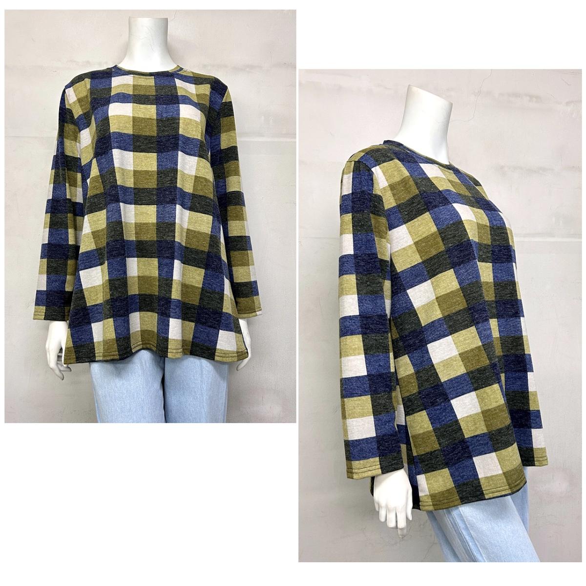 3L春物　チェック柄プリント　BIGチュニック