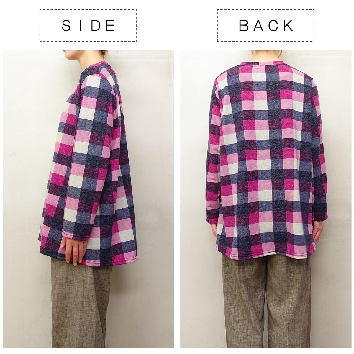 3L春物　チェック柄プリント　BIGチュニック