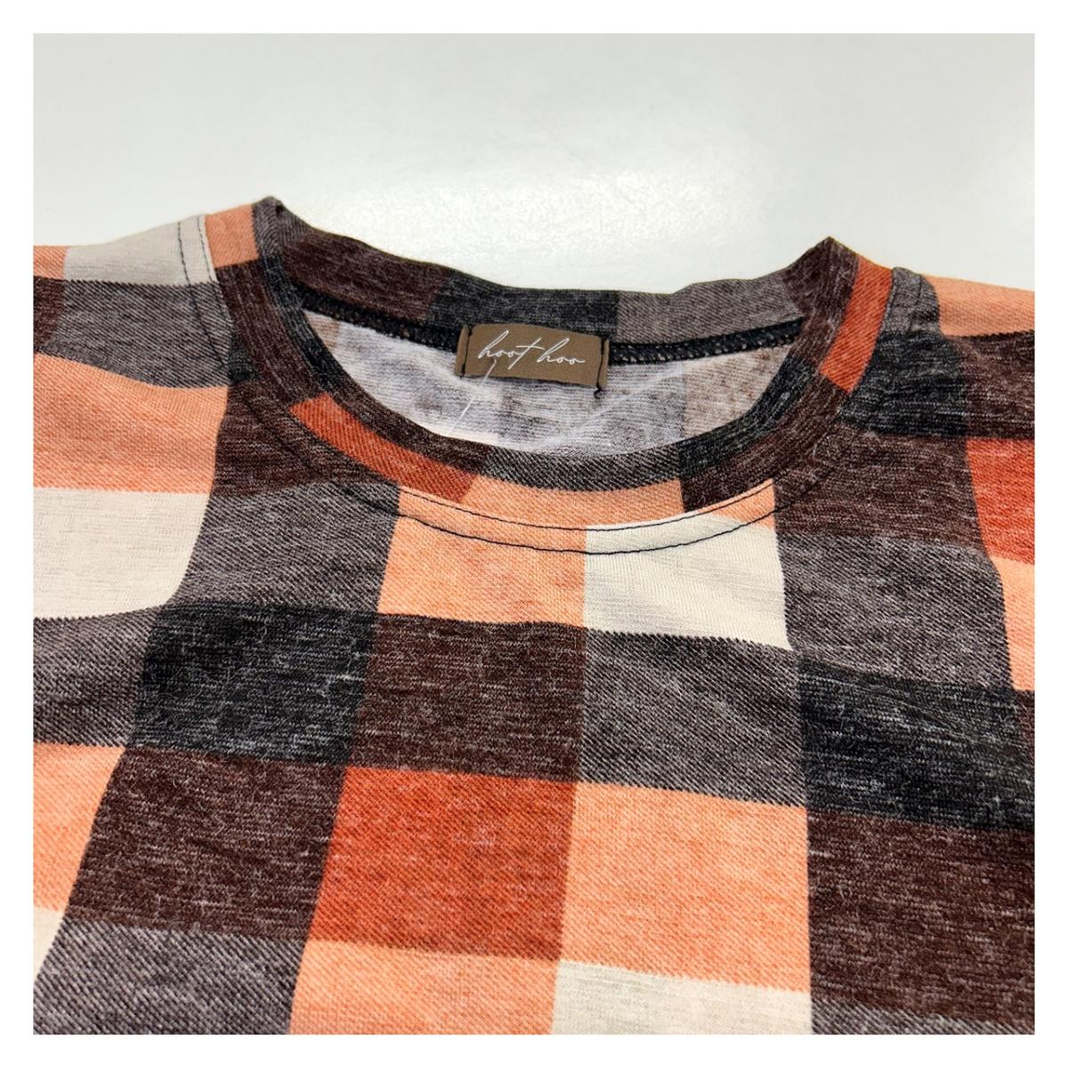 3L春物　チェック柄プリント　BIGチュニック