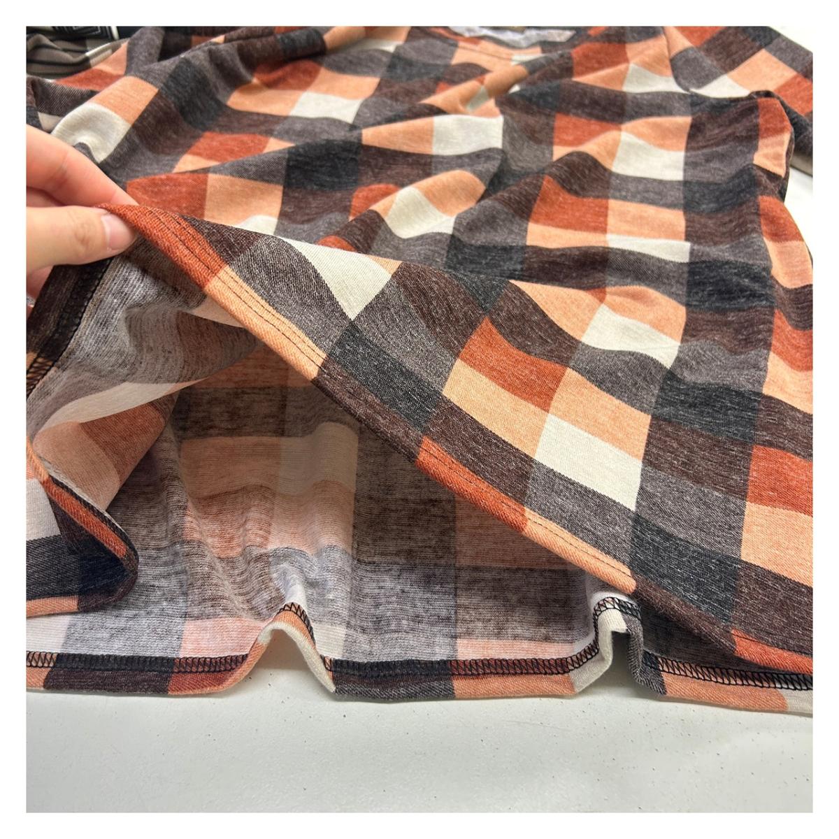 3L春物　チェック柄プリント　BIGチュニック