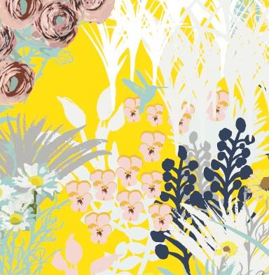 いろいろ入る5ポケットエプロン　ボタニカルイエロー